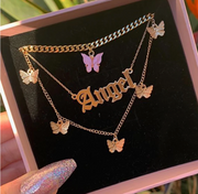 Angel necklace set with butterflies