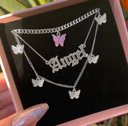 Angel necklace set with butterflies