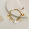 Pendant bracelet with pearls gold