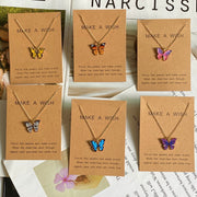 Colored butterfly necklace I necklace with butterfly pendant