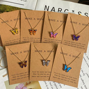 Colored butterfly necklace I necklace with butterfly pendant