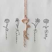 Personalisierte Halskette mit Name und Blume I Namenskette